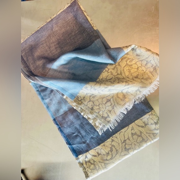 Ann Taylor Metallic Navy Floral Scarf Wrap Shawl ONE SIZE NWOT - Picture 11 of 14